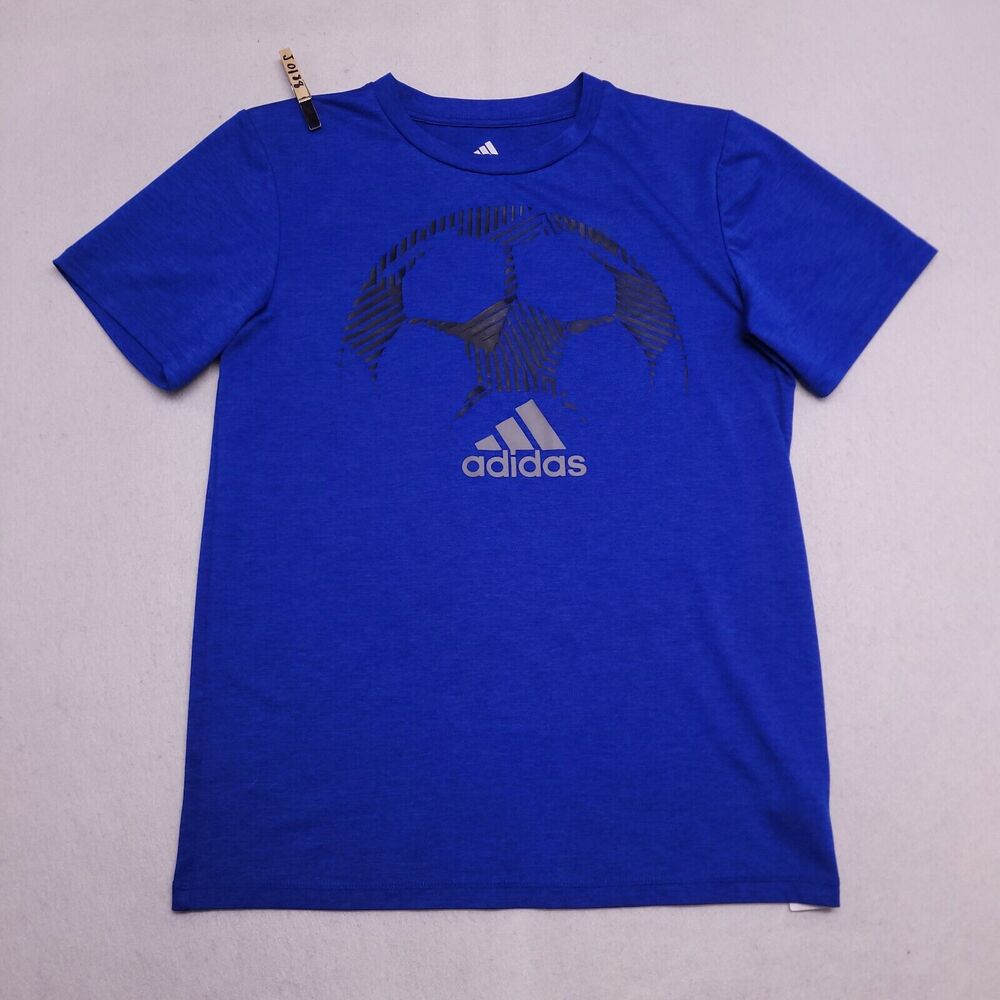 Adidas Casual Short Sleeve Graphic T-Shirt Youth Boys Size Large L Blue - Picture 2 of 11